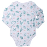 Baby Girl's 3-Pack Long-Sleeve Kimono Bodysuit Set -Side Snap Infant Bundle Leaves, Sun Dot