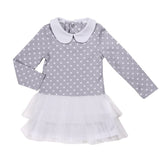 Baby Girl Tutu Dress with Polka Hearts and Peter Pan Collar