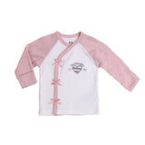 Baby Girl 3-Piece Set. Size Preemie, Girl Pajama Bundle Includes Pink Heart Long-Sleeve Kimono Style Top, White-Stripes Footed Pants and Matching Hat Jammies Outfit.