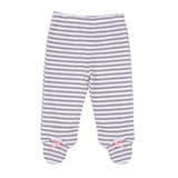 Baby Girl 3-Piece Set. Size Preemie, Girl Pajama Bundle Includes Pink Heart Long-Sleeve Kimono Style Top, White-Stripes Footed Pants and Matching Hat Jammies Outfit.