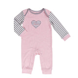 Baby Romper with Envelope collar and striped sleeves