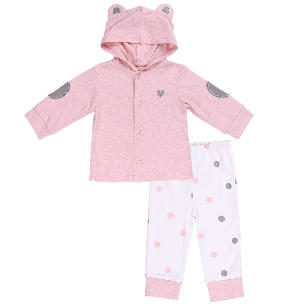 Pink Baby Hoodie with 3D Bear Ears