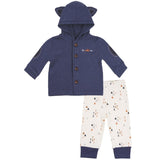 Navy Baby Hoodie with 3D Fox Ears and Arrow Print Pants