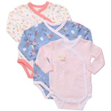 Baby Kimono Side Snap 3 Pc Girl Long Sleeve Bodysuit Set