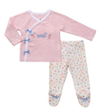 Asher & Olivia Baby Girl Twin Outfits Footed Pant Set Side Snap Footies Pajama