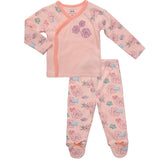 Girl Clothes Footed Pants Long Sleeve Kimono Shirt Baby Layette Set
