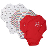 Baby Boy's 3-Pack Long-Sleeve Kimono Bodysuit Set -Side Snap Infant Bundle…