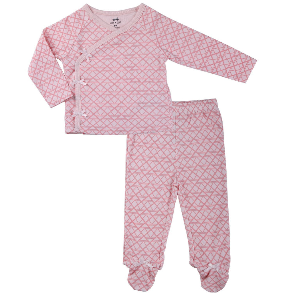 Baby Girl's Footed Pants & Kimono Top Outfit