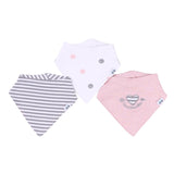 Bandana Bibs Set (Dark Gray and White Stripes, Heart Patch, and polka Dots)