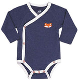 Baby Boy 3-Pack Long-Sleeve Kimono Bodysuit Set, Infant Boy Bundle Includes Blue Fox Onesie, Arrow Bodysuit and Navy-Striped Outfit