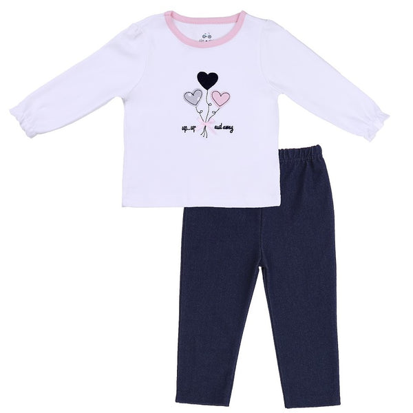 Baby Outfit with White Tee and Navy Pants