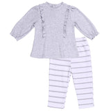 Baby Outfit with Ruffle Tunic with Gray Striped Pants