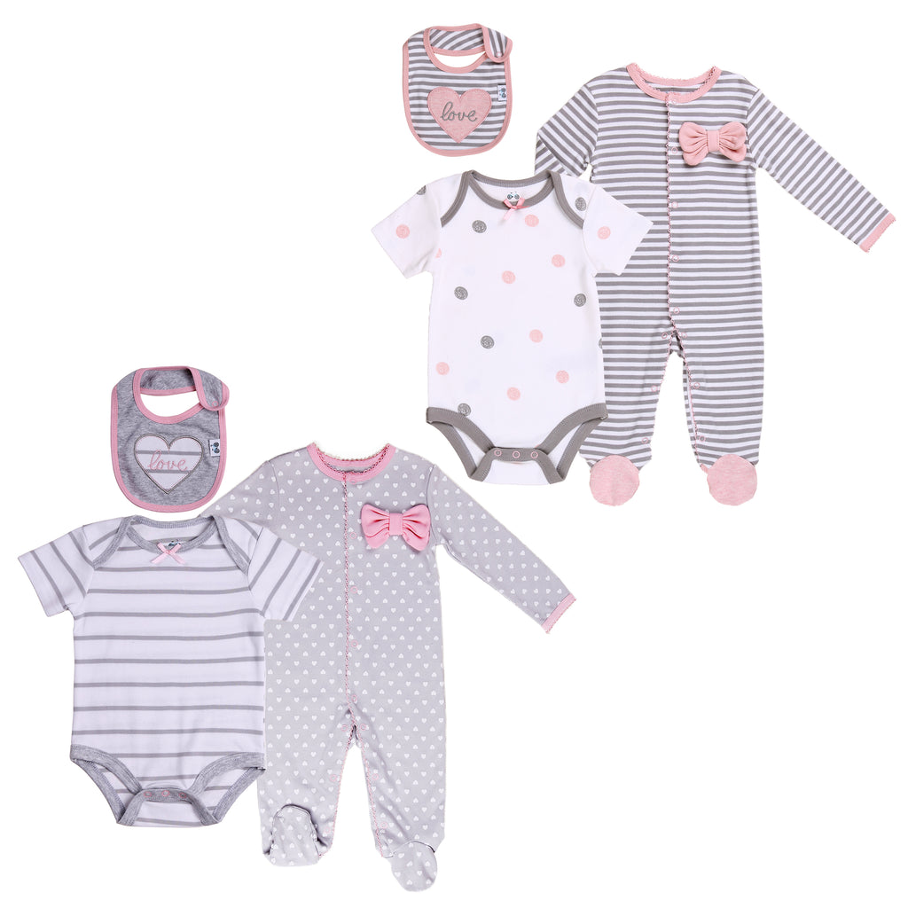 Twin Girl 6-Pc Layette – Asher and Olivia