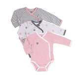 Baby Kimono Side Snap 3 Pc Girl Long Sleeve Bodysuit Set