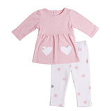 Baby Outfit (Pink Tunic with Heart Patches and White Dotted Pants)
