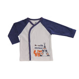 Baby Boys' 3-Piece Set Kimono Style Top, Footed Pants and Matching Hat
