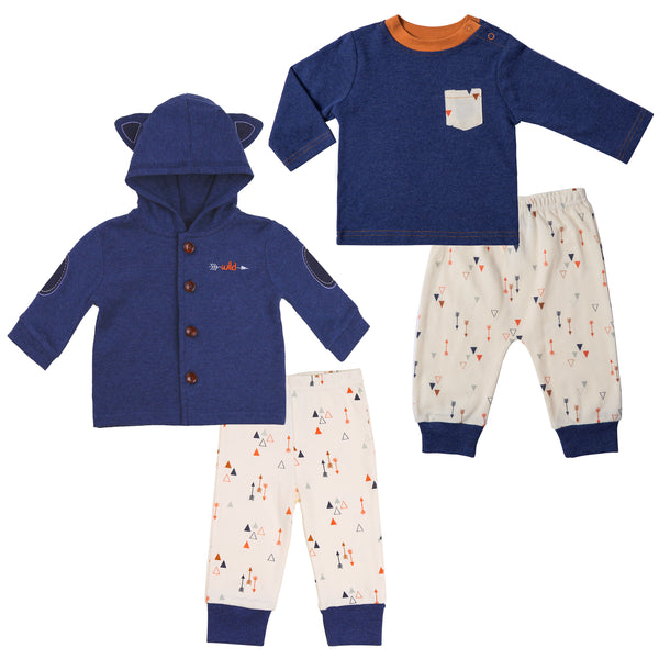 Twin Boy Outfit Set (Navy Top and Arrow Print Pants