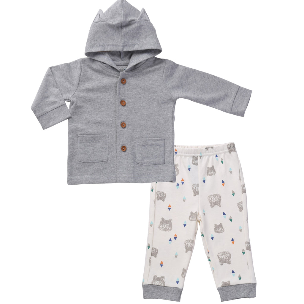 Boy Clothes Cute Baby Fox Outfit Fall Wolf Print Pant and Hoodie