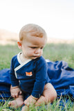 Asher and Olivia Baby Boy's 3-Pack Long-Sleeve Kimono Bodysuit Set -Side Snap Infant Bundle